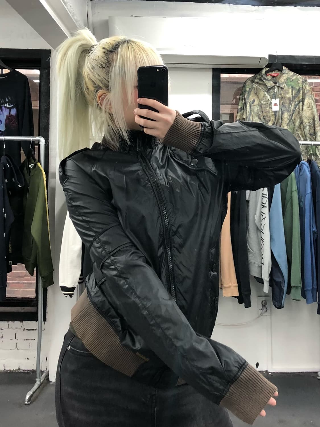 지스타 글로시 블랙 자켓 상품이미지1