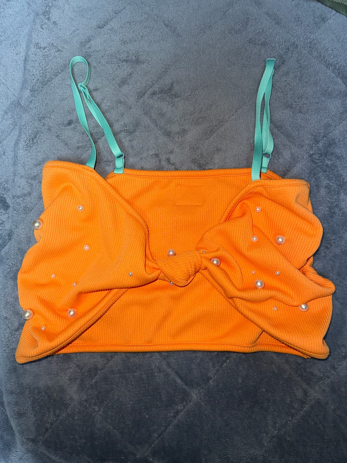 y2k 갸루 키치 진주 리본 탑 상품이미지1