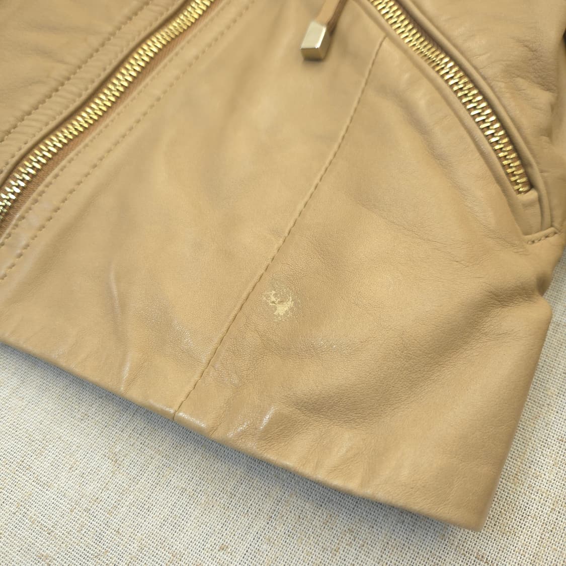 마시모두띠 베이지 가죽 라이더 자켓 상품이미지3