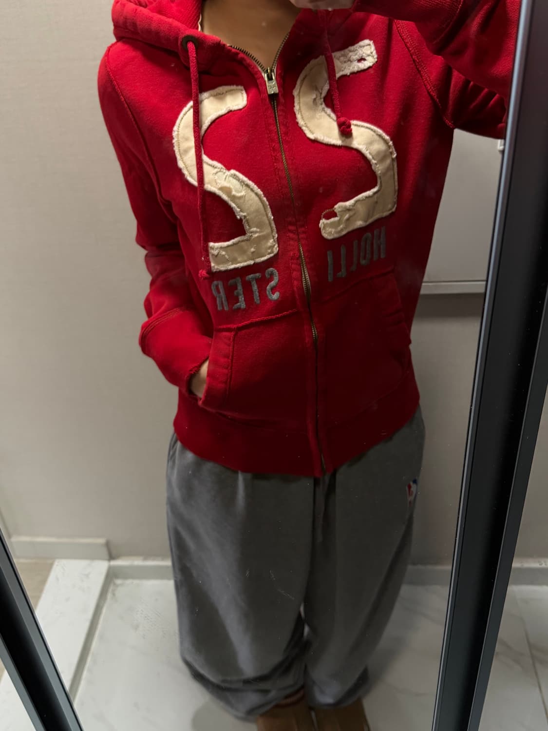 홀리스터 레드 후드집업 s 상품이미지1