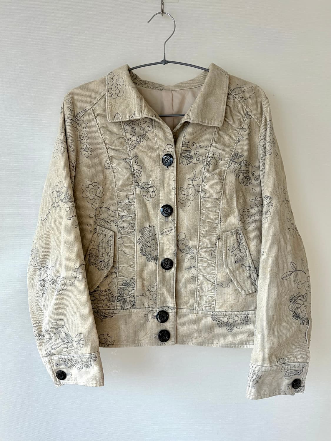 일본진티지 옐로우 플라워 자켓 판매합니다 상품이미지2