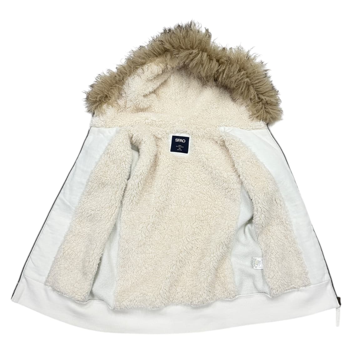 스파오 빈티지 Y2K 울프죠 퍼 모리걸 갸루 후드집업 자켓 화이트 M 상품이미지3