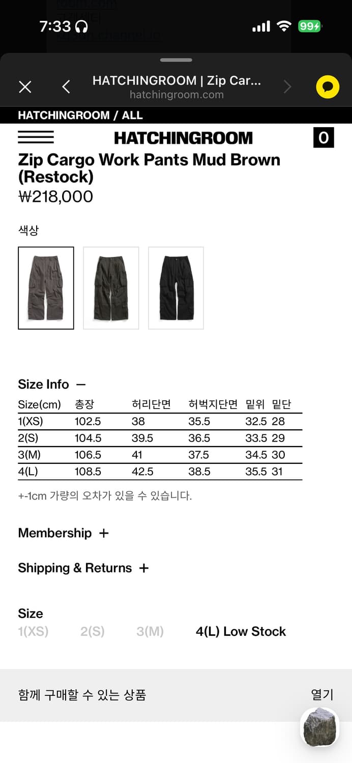 Hatchingroom Zip Cargo Work Pants 상품이미지2