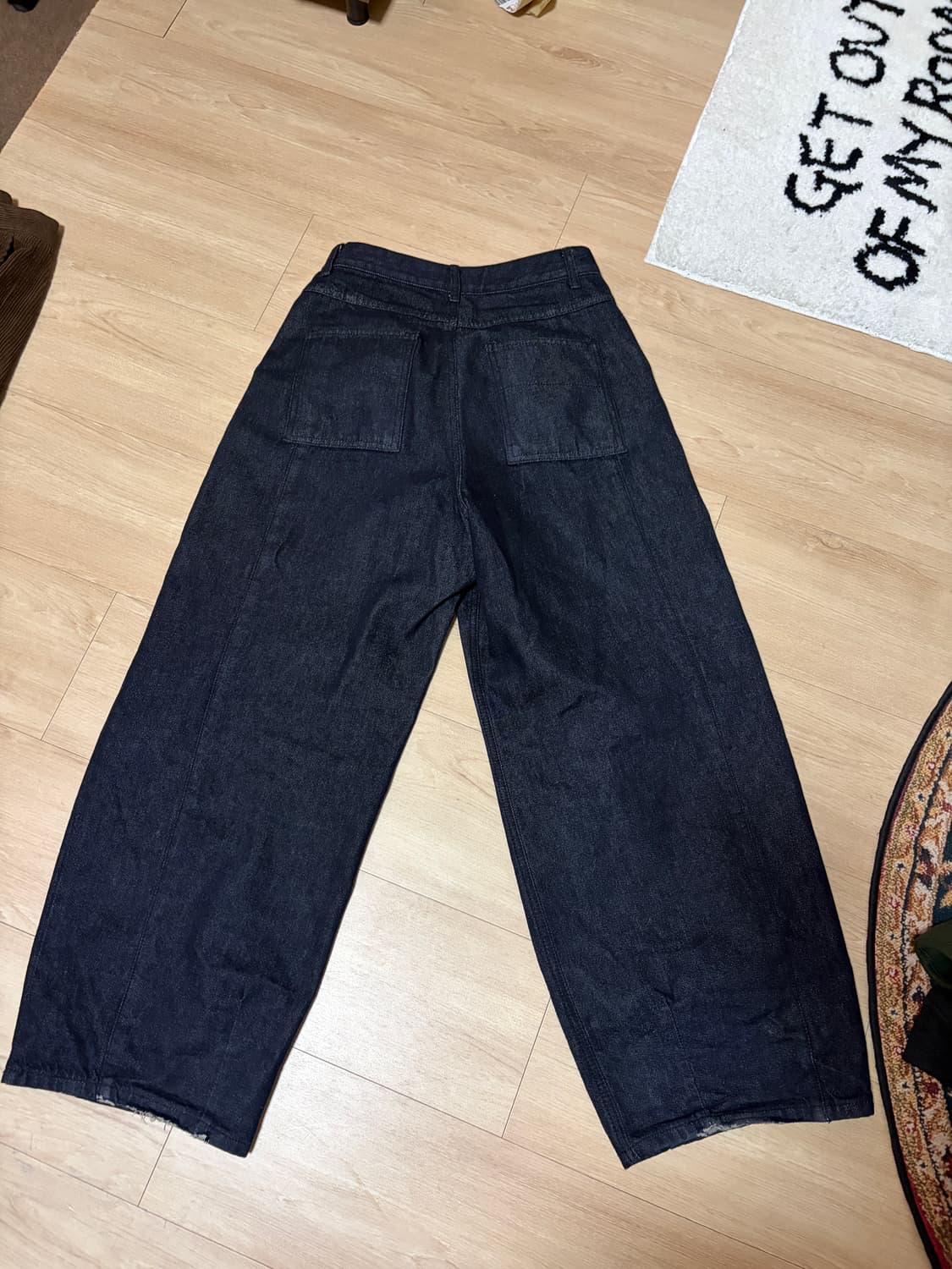 와이드 벌룬 핏 데님 논 페이드 인디고 흑청 상품이미지4