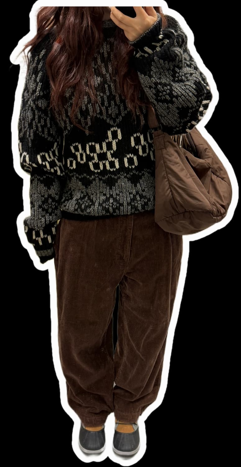 Japan 초코브라운 패딩 크로스백 상품이미지1