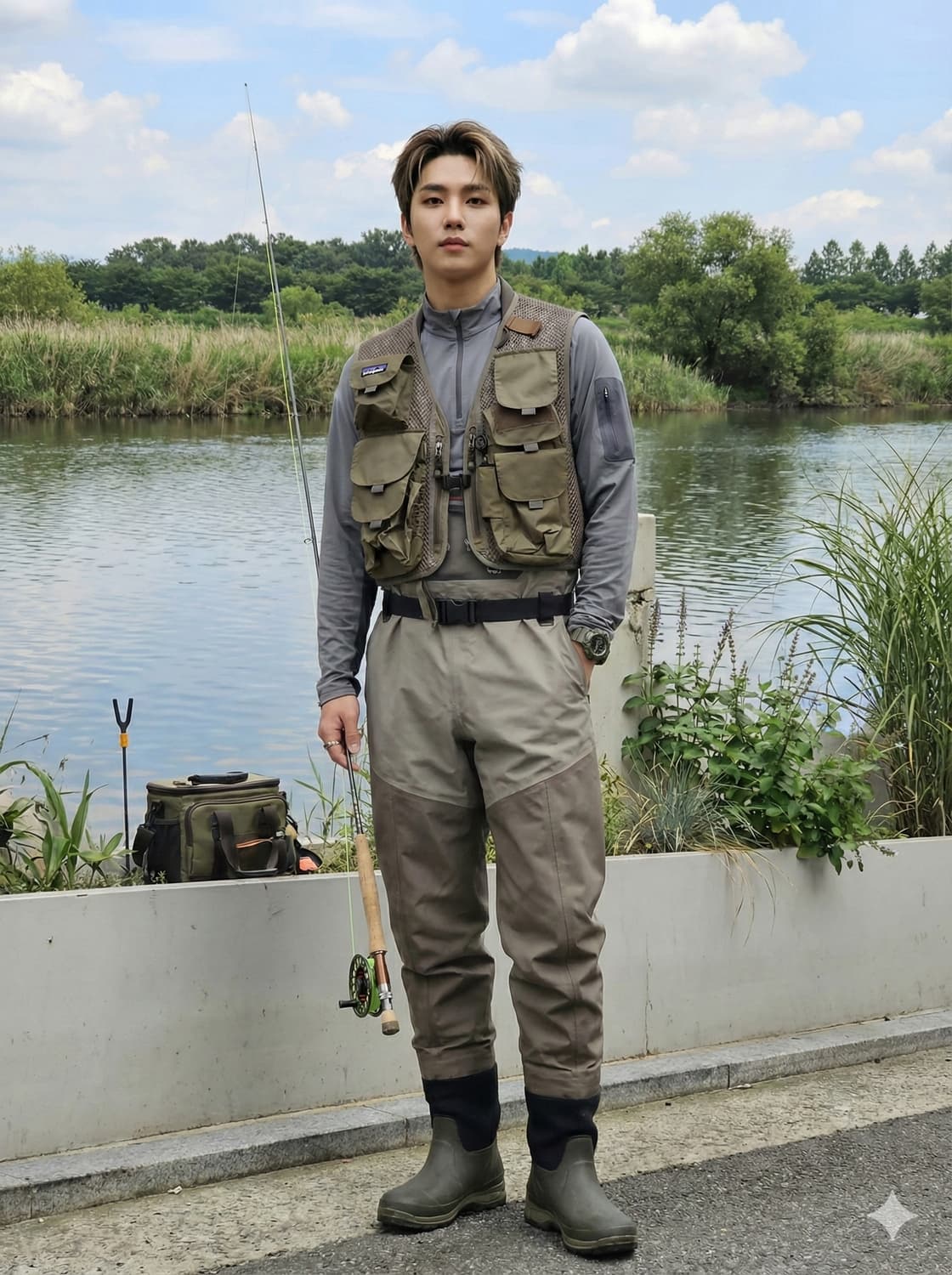 파타고니아 피싱 베스트 올리브 드라이피트_L 상품이미지1