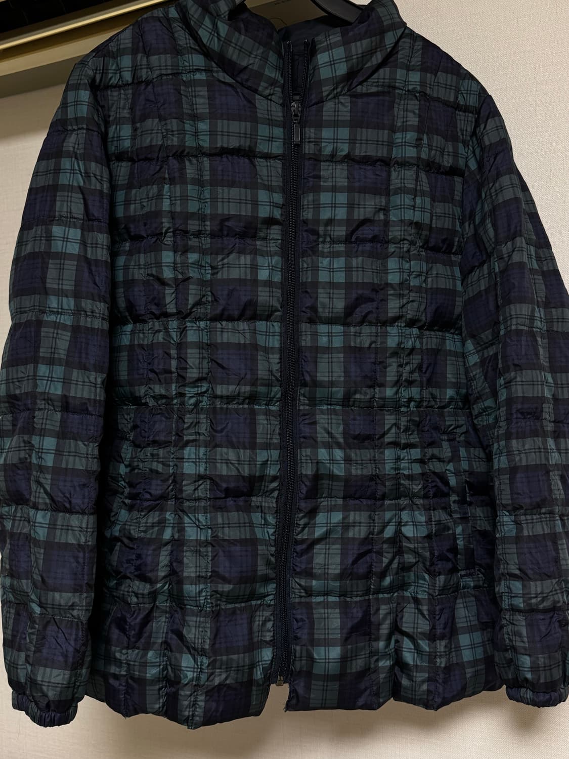 빈티지 체크무늬 경량패딩 상품이미지1