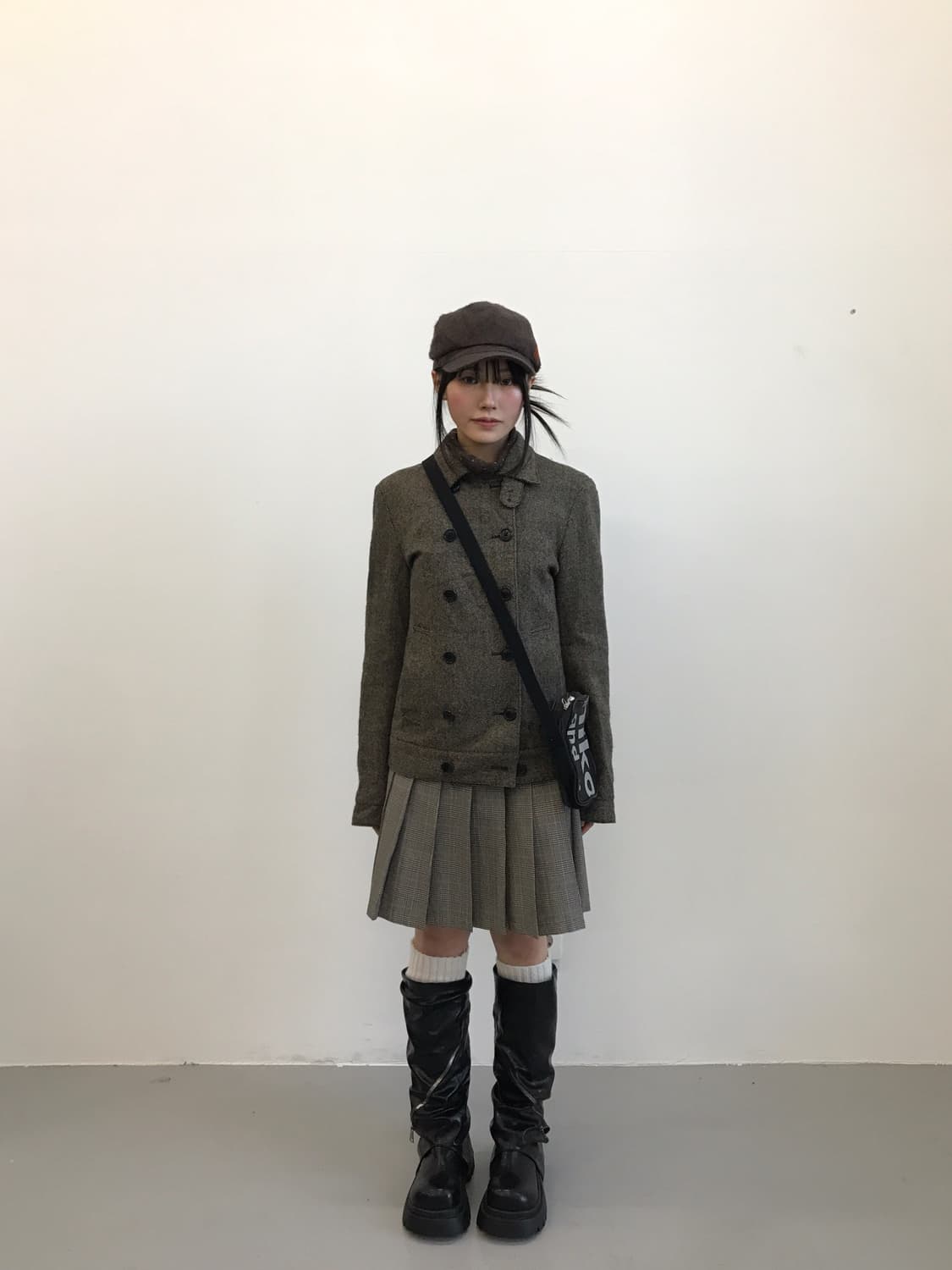 earth music Label Belted Plaid Skirt 상품이미지3