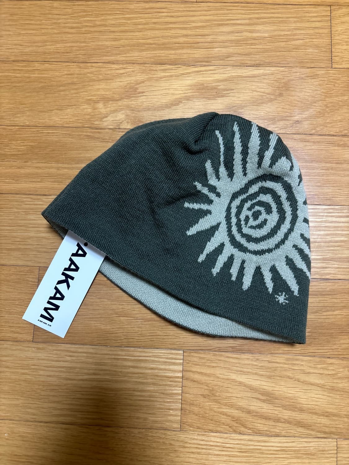 아캄 썬 자카드 비니 카키 상품이미지2