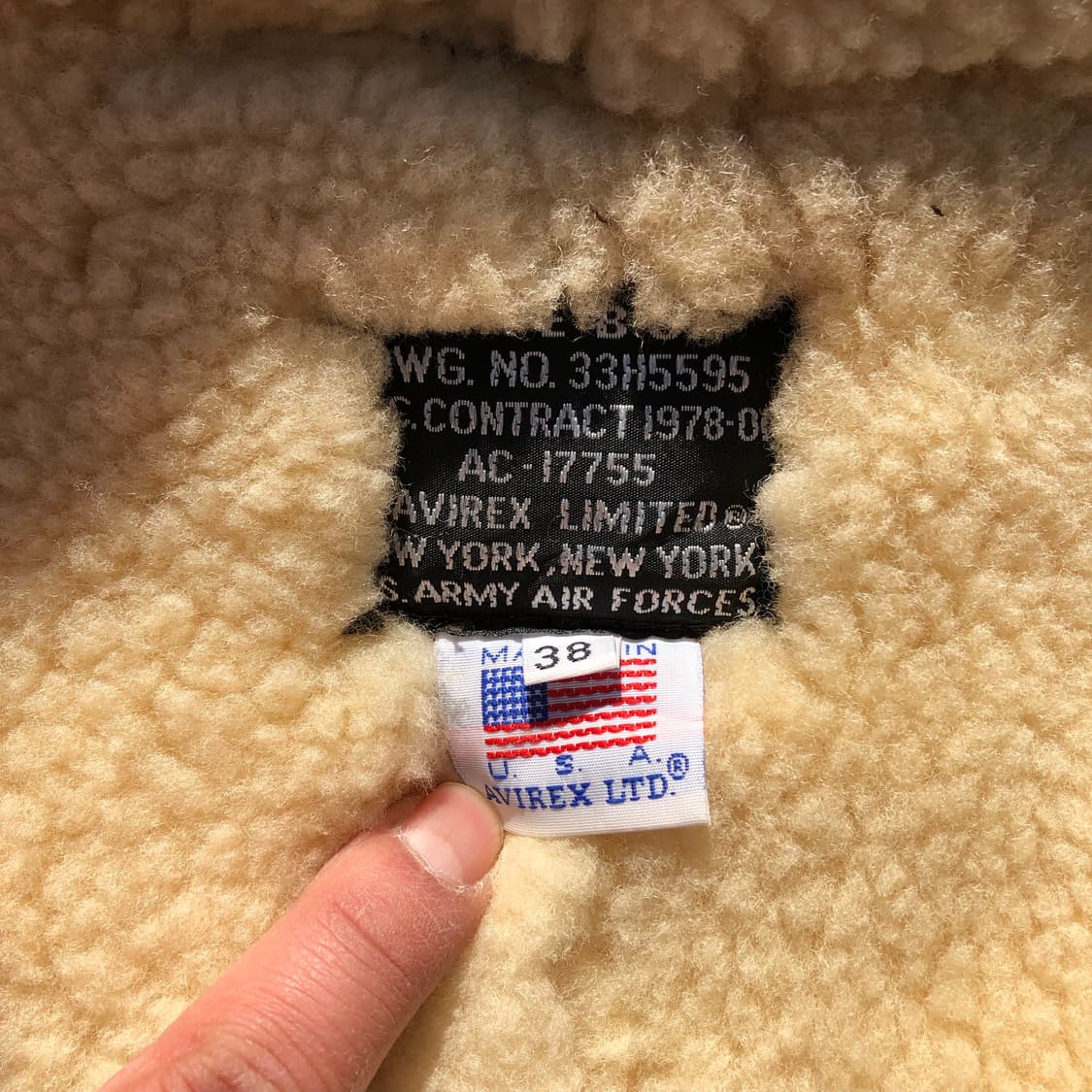 [M] 아비렉스 B-3 플라이트 자켓 무스탕 상품이미지7