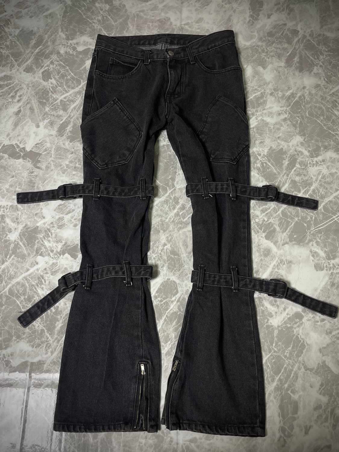 belted strap zipper pants 상품이미지1