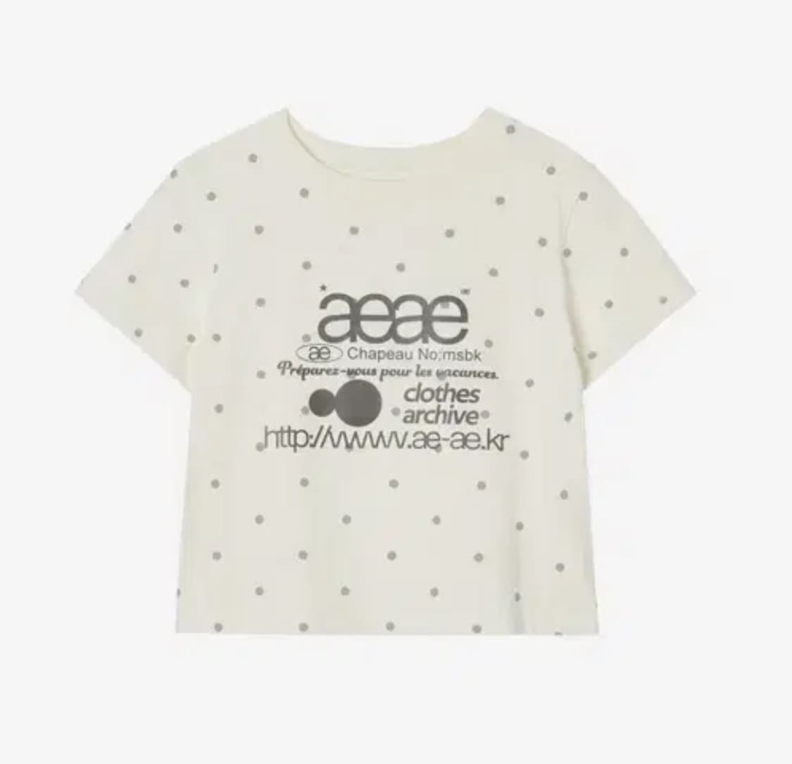 Aeae 웹 로고 도트 크롭 티셔츠 크림 상품이미지1