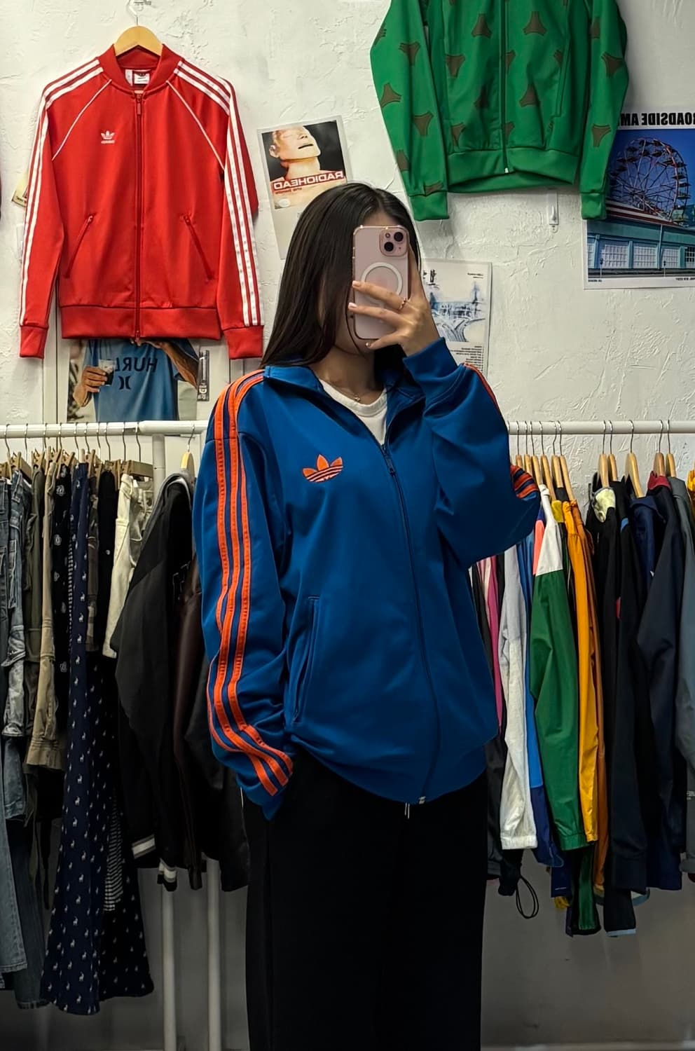 아디다스 파이어버드 블루 오렌지 트랙탑 져지 L 상품이미지1