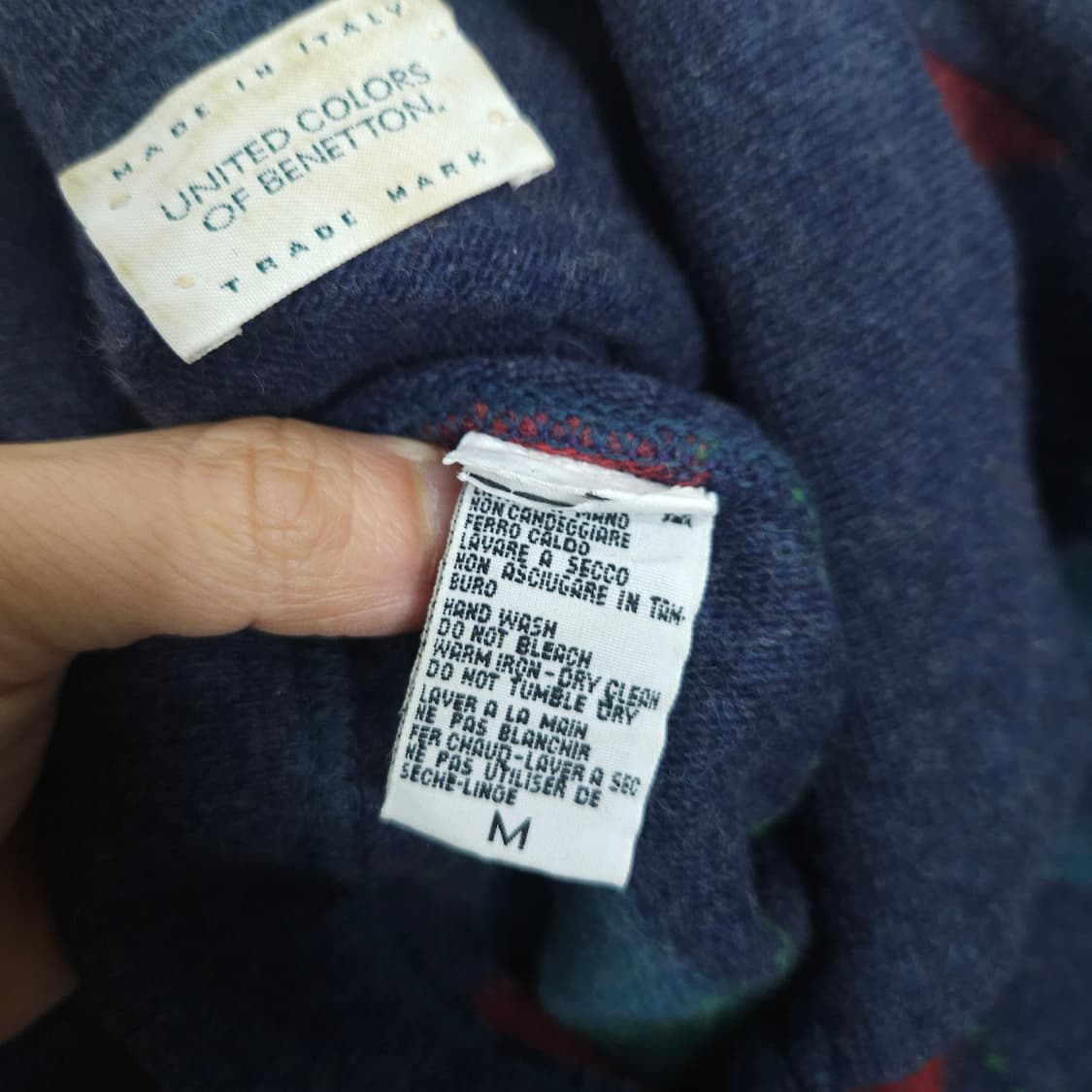 90s 베네통 아가일 카라 니트 M 상품이미지3