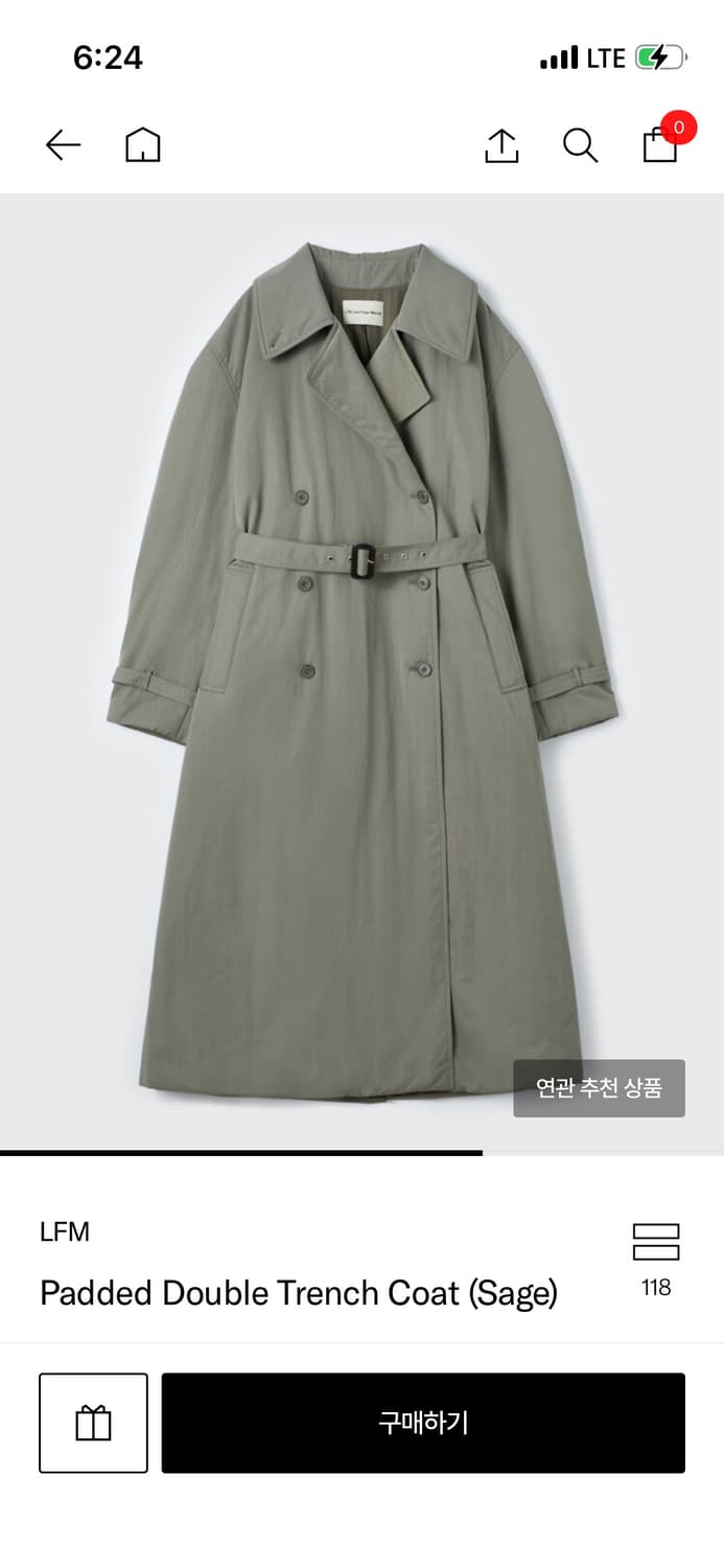 Lfm Padded Double Trench Coat (Sage) 상품이미지6