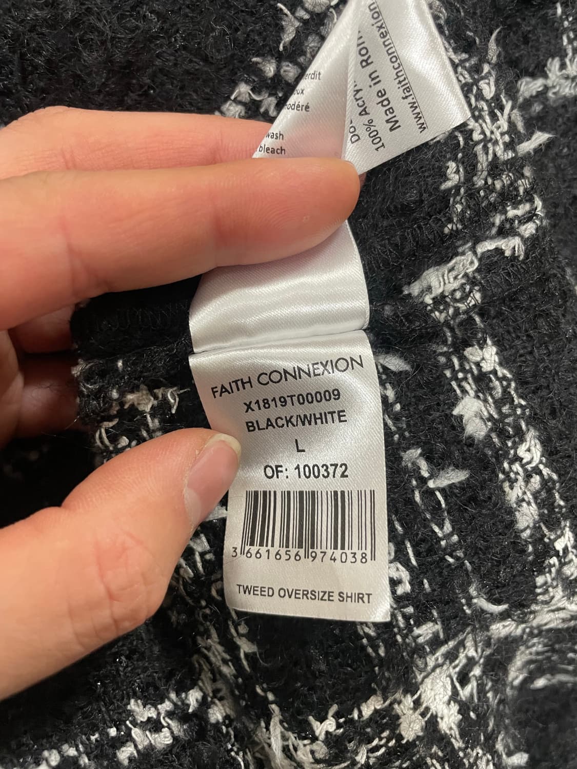 페이스커넥션 트위드 셔츠 검흰 L사이즈 판매 상품이미지4