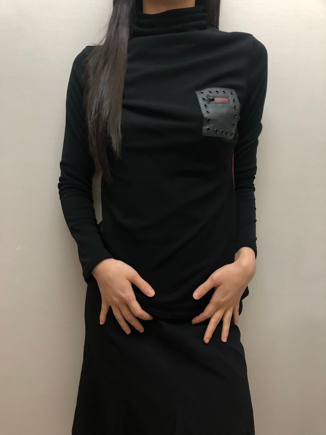 빈티지 블랙 펑크 하이넥 탑 상품이미지5