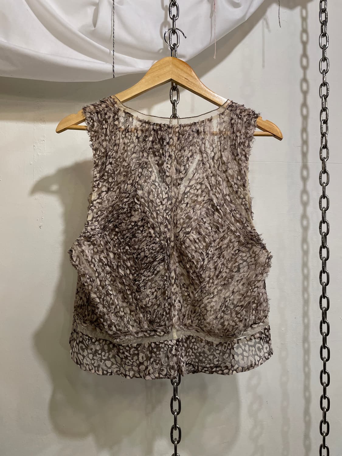 레오파드 패턴 페어리 그런지 베스트 y2k 히피 모리 상품이미지4