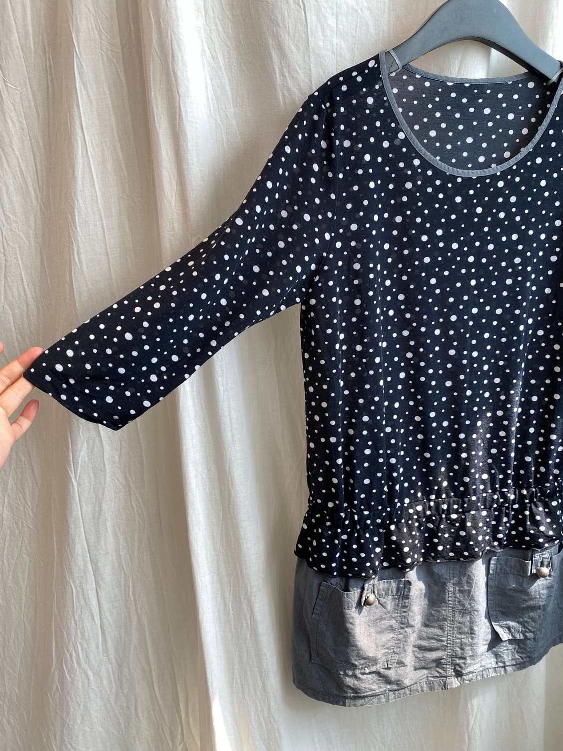 네이비 도트 시스루 원피스(M) 상품이미지8