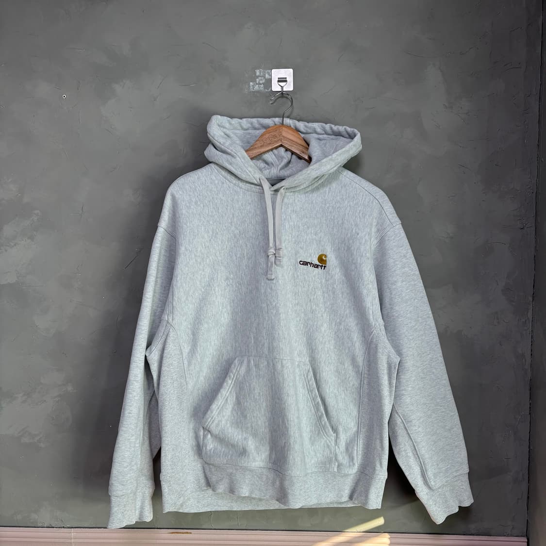 칼하트 wip 아메리칸 스크립트 후드 애쉬 헤더 그레이 상품이미지1