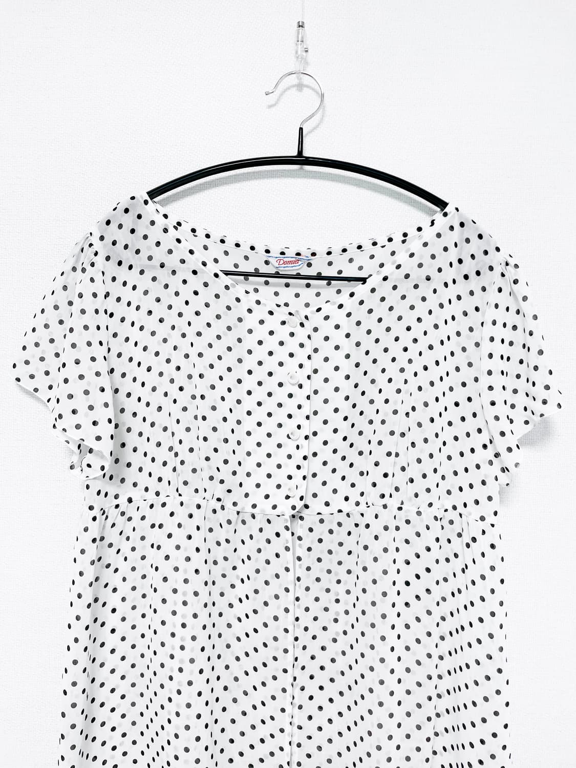 Silky Dot Ruffle Blouse - White 상품이미지6