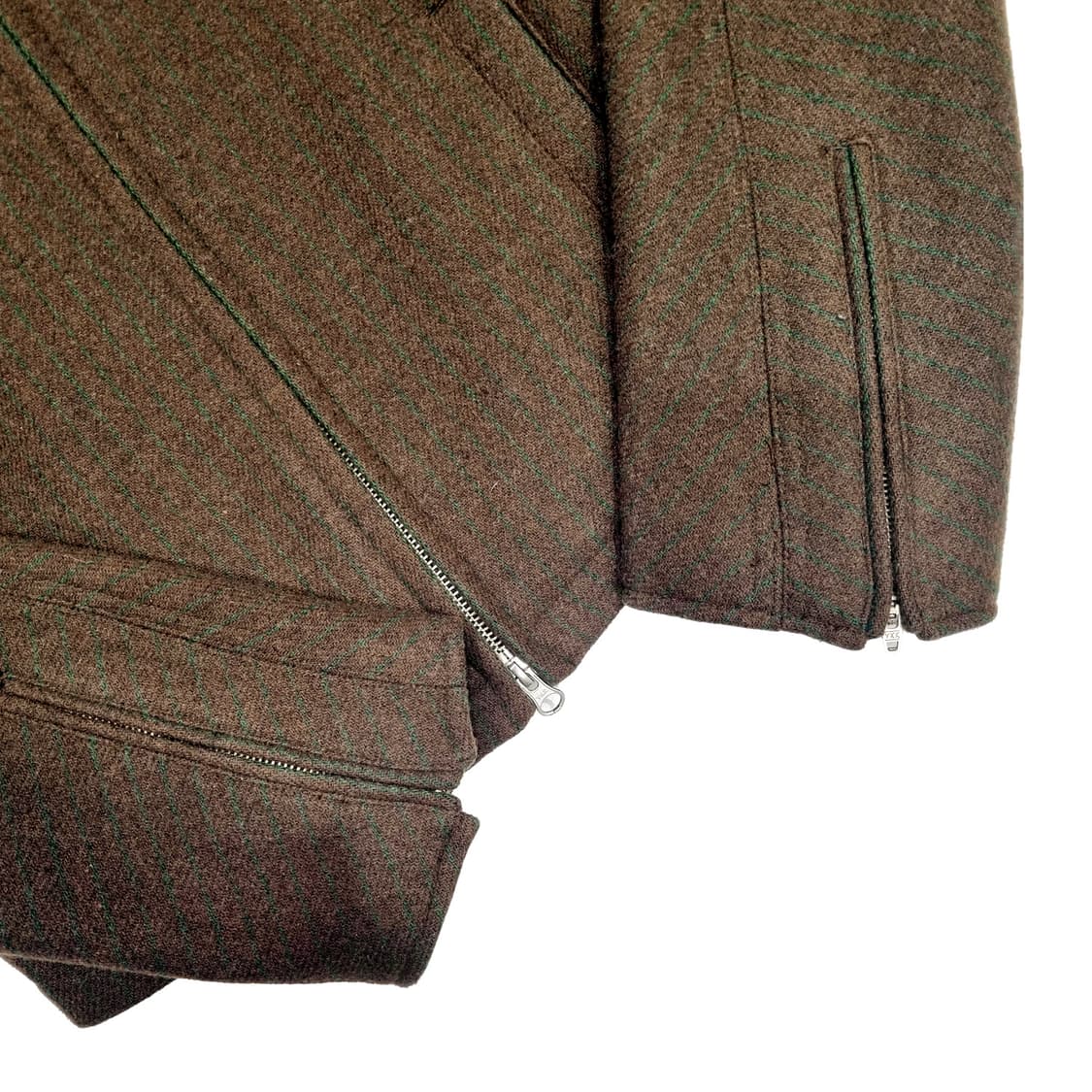 논노드 | 크롭 디테일 울 자켓 | 스트라이프 브라운 | 1  상품이미지4