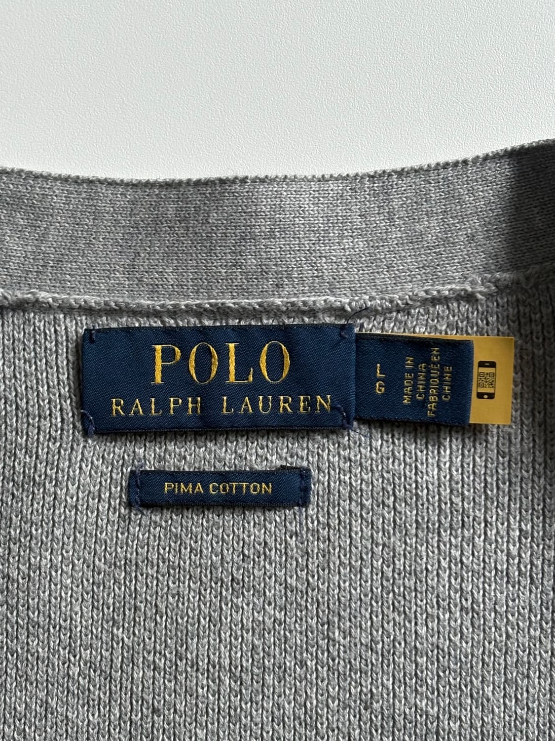 Polo 폴로 랄프로렌 QR신형 피마코튼 그레이컬러 브이넥 니트 가디건  상품이미지3