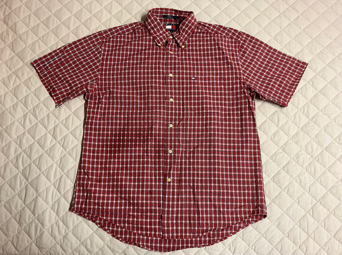 빈티지 90s Tommy Hilfiger 타미힐피거 체크 반팔셔츠 L 상품이미지1