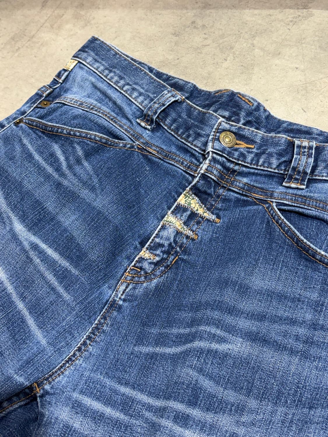 ppfm 락 펑크 패치워크 커브드 데님 팬츠 상품이미지4