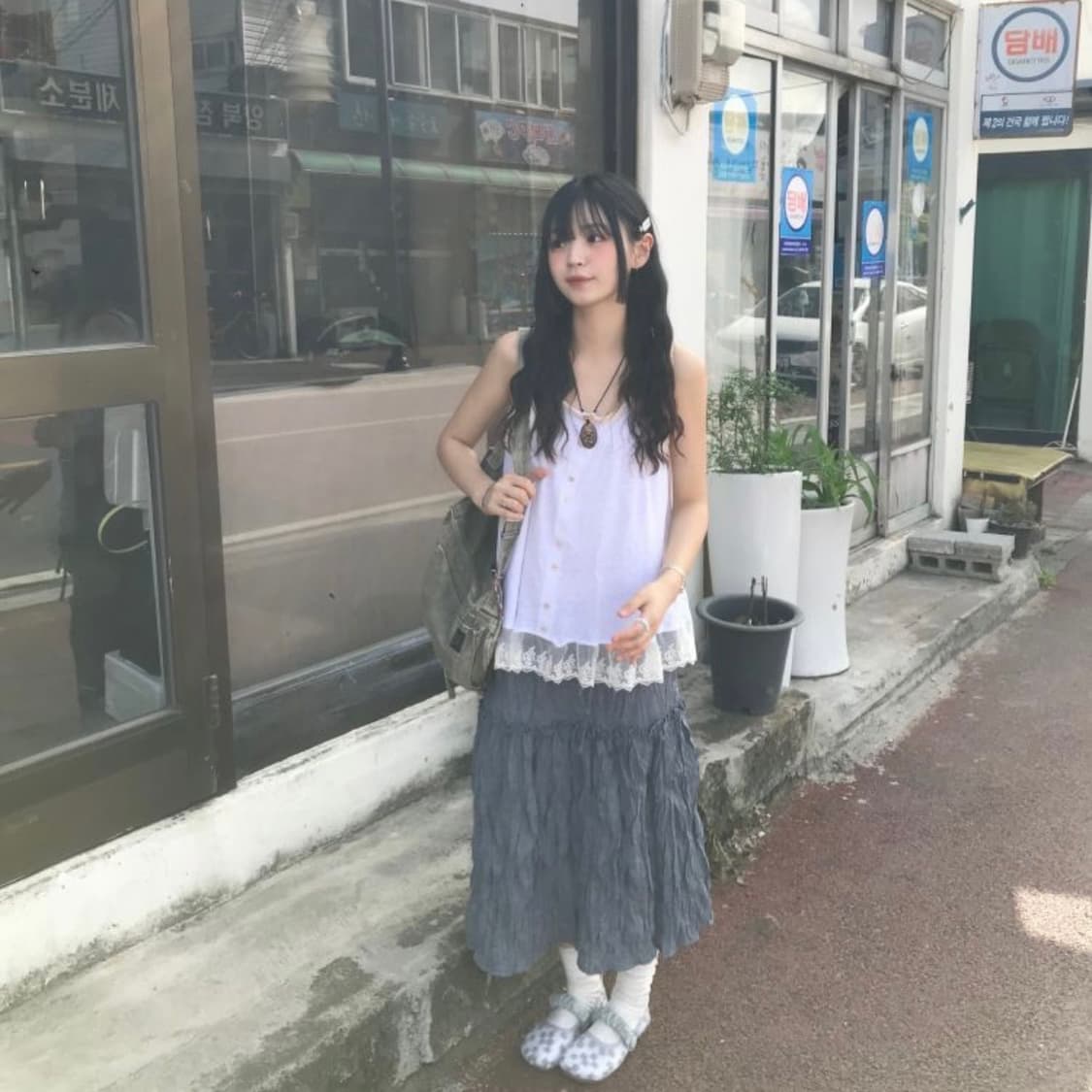 seezul 쿠인 윙클 미디 스커트 상품이미지3