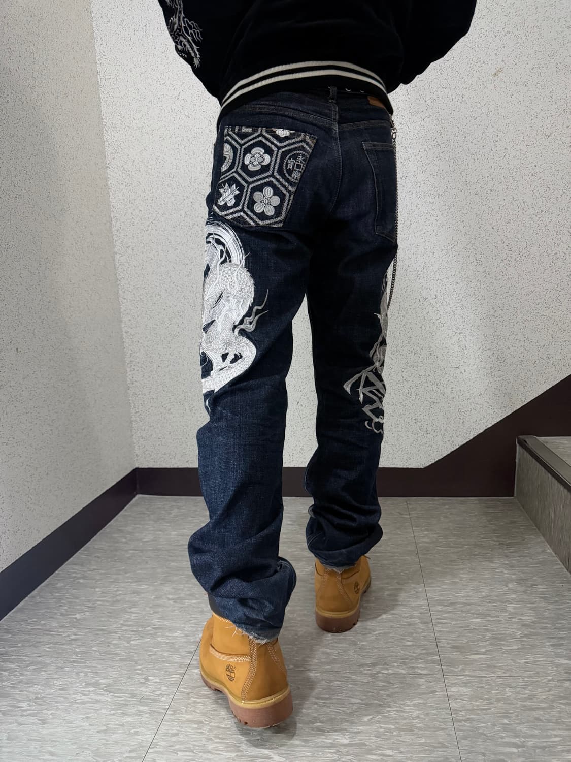 카라쿠리타마시 오리엔탈 드래곤 엠브로이더드 데님 30 상품이미지3