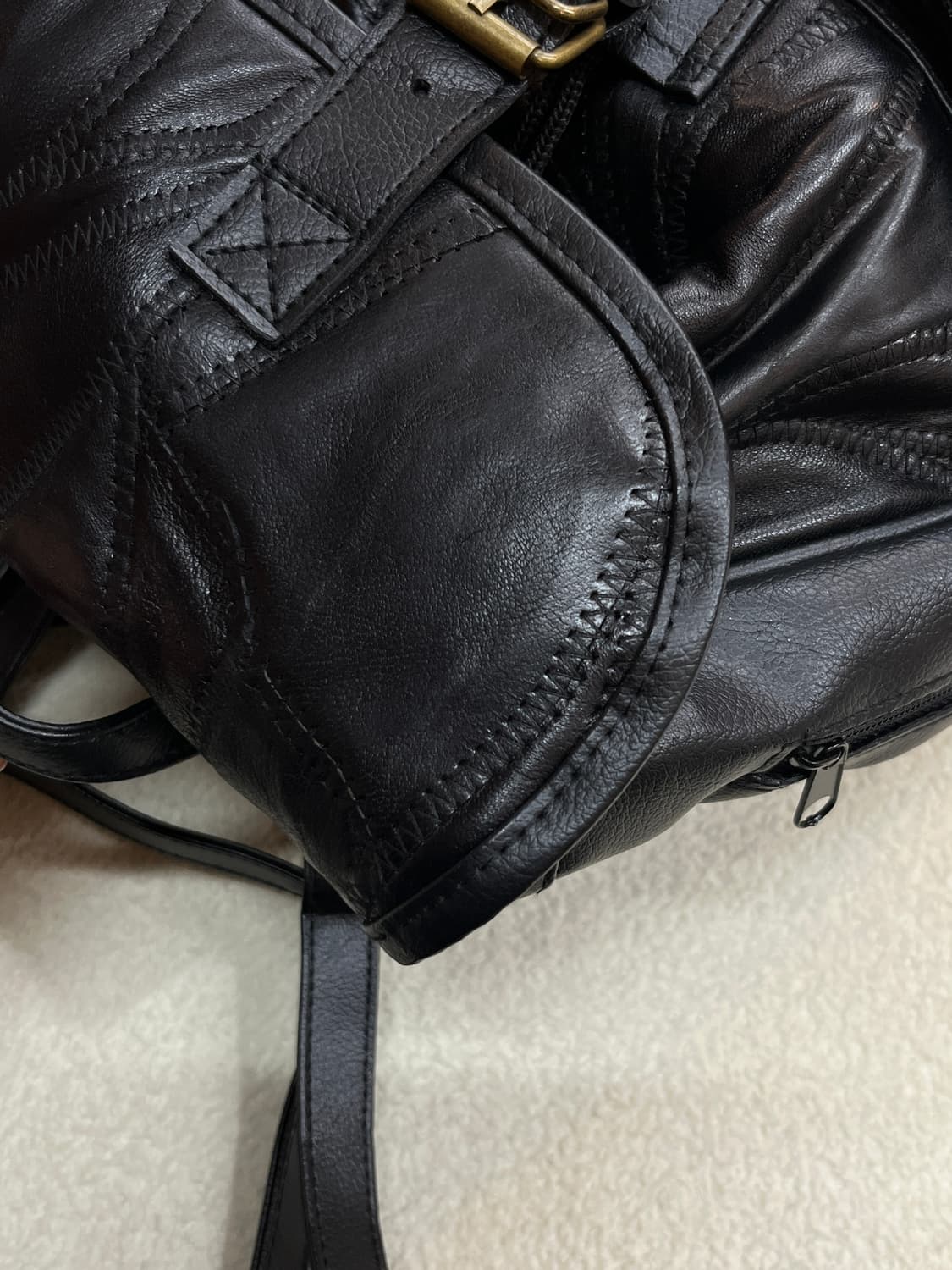 (Deadstock)소가죽 패치워크 백팩 블랙 상품이미지9