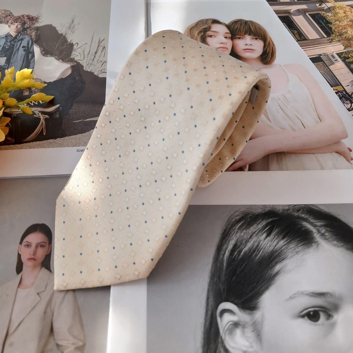 DKNY 실크 아이보리 도트 넥타이 7.7cm A+등급 A19020
 상품이미지2