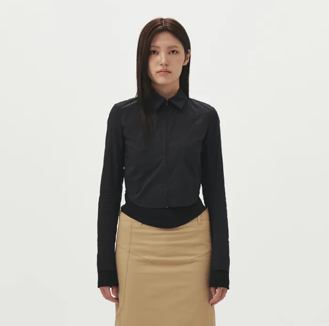 EE WOMEN'S ZIP-UP SHIRT BLACK 상품이미지1