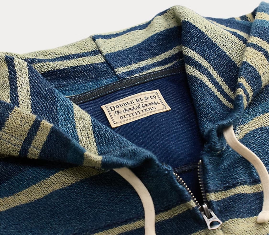 RRL(더블알엘) 인디고 스트라이프 리버스 테리 후디(L) 상품이미지3