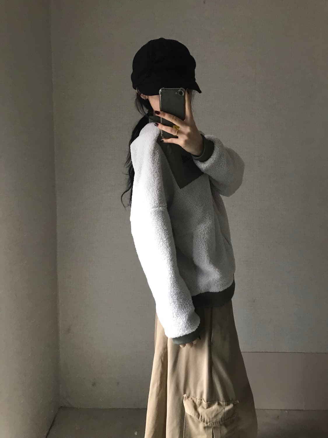 아디다스 리버시블 카키 후리스 패딩 상품이미지2