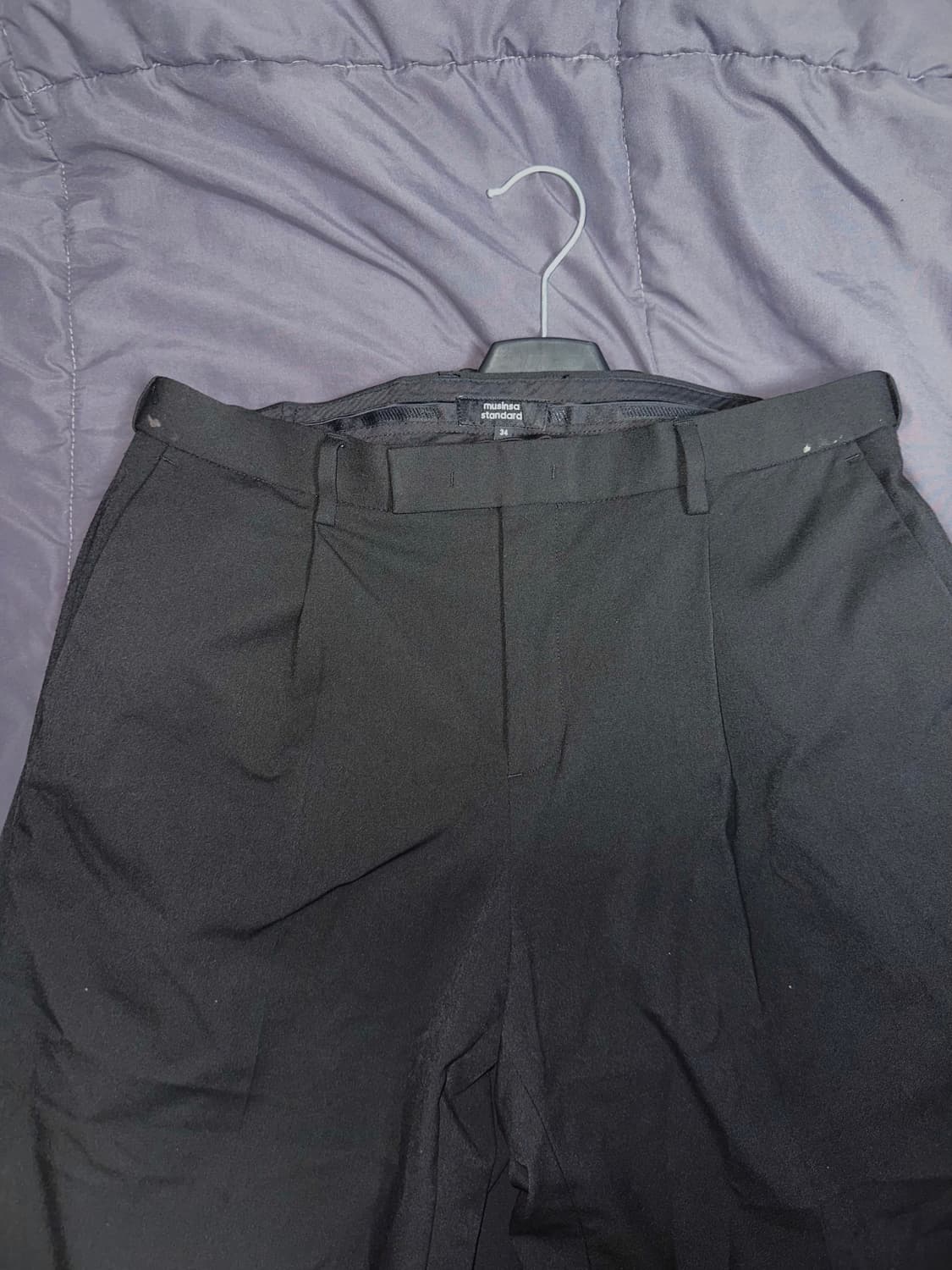 무신사스탠다드 와이드 히든 밴딩 슬랙스 34 블랙 상품이미지3