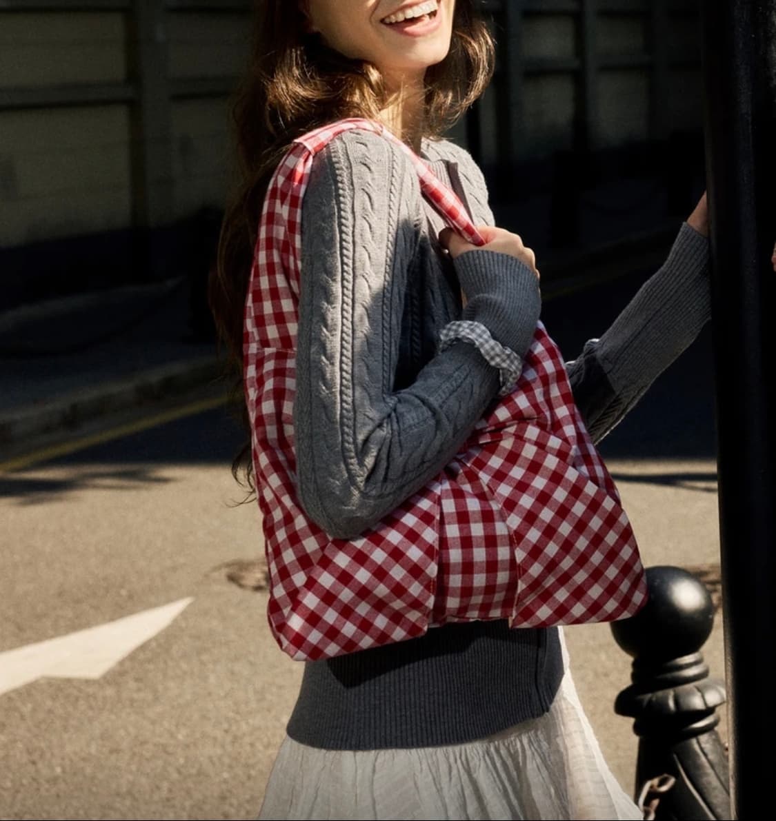 체크 리본 숄더백 상품이미지5