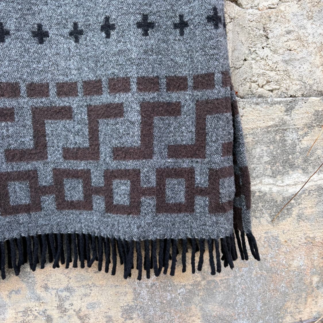 패턴 프린지 니트 히피 모리 보헤미안 울 롱 랩 에스닉 빈티지 여성 치마 상품이미지3