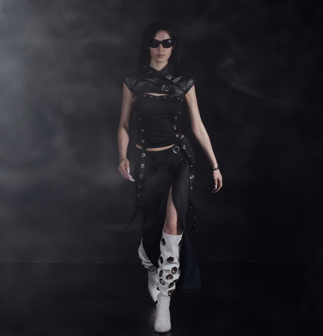 kimyo PUNCHING SET-UP WRAP SKIRT Bl 상품이미지3