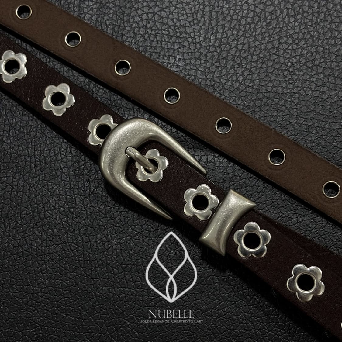 🌗 Flower stud belt / 플라워 스터드 소가죽 웨스턴 벨트 상품이미지3