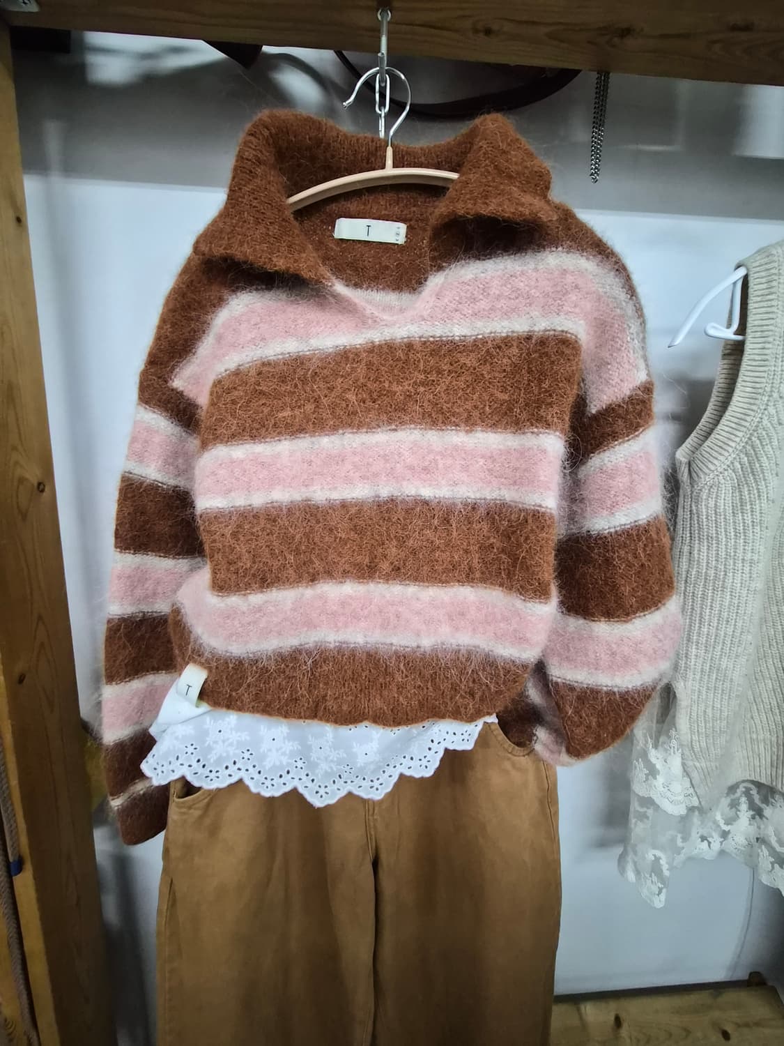 에이글 양털 뽀글이퍼 베스트.베이비알파카 보송니트. 상품이미지7