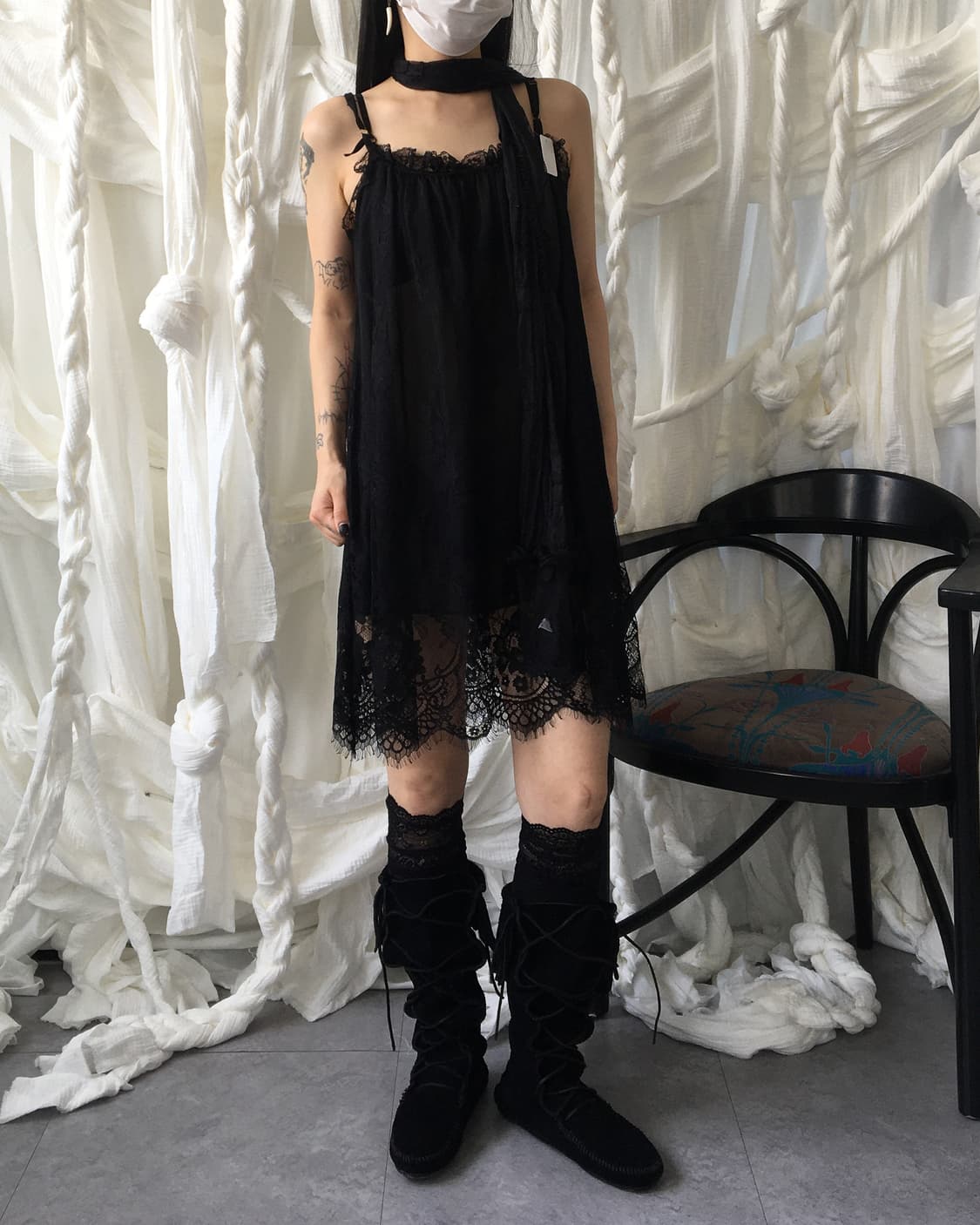 Flower pattern lace sleeveless onepiece 상품이미지5