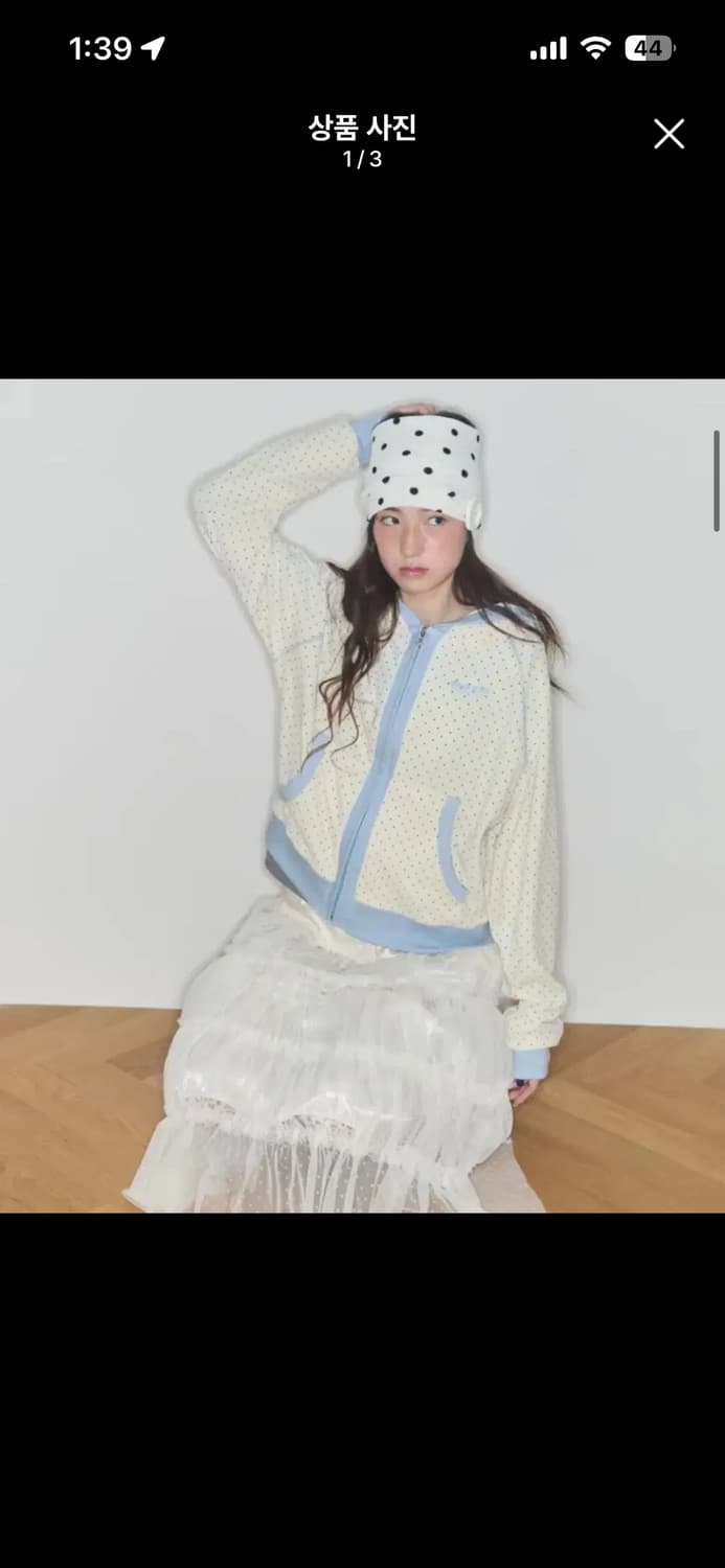 샤키리 TERRY DOT RAGLAN HOODIE CREAM 상품이미지1