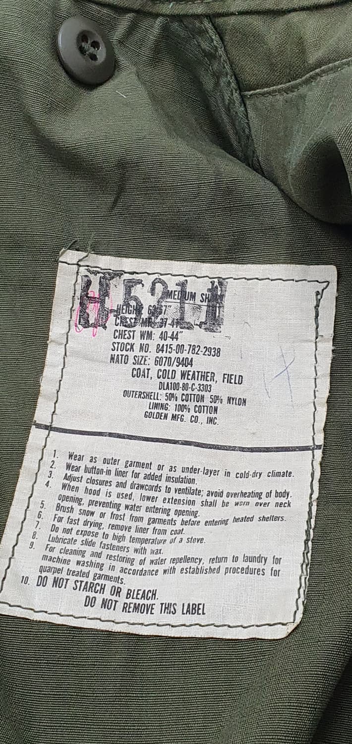 미군 오리지널 m65 필드자켓 미디움숏 '80년도 A+급 내피포함 상품이미지6