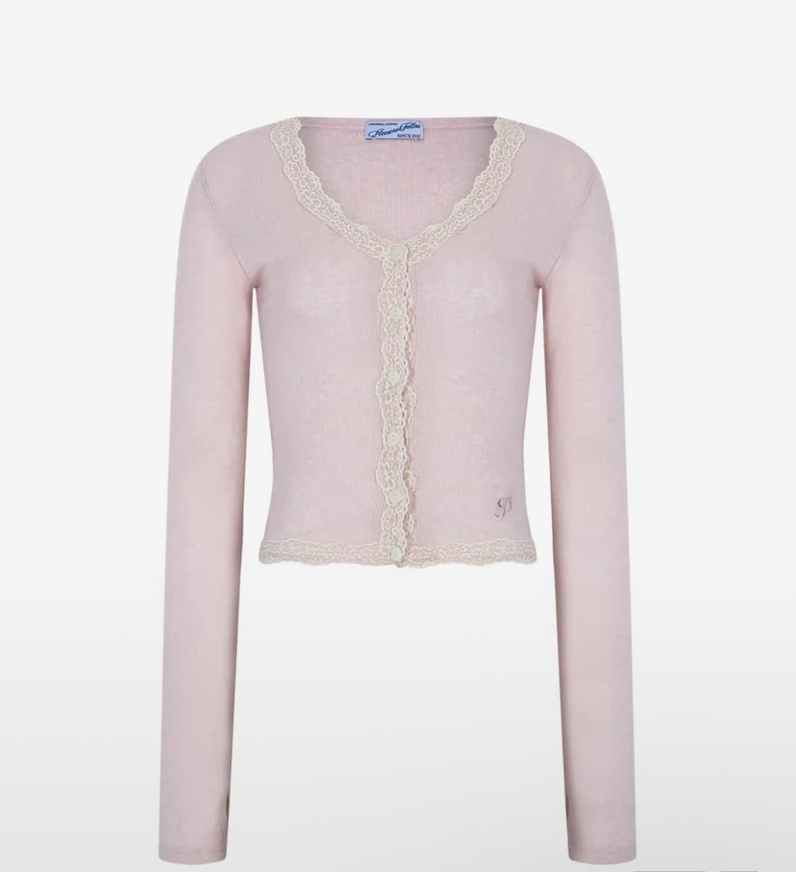 플리즈노팔로우 밀라 레이스 롱 슬리브 탑 베이비 핑크 상품이미지1