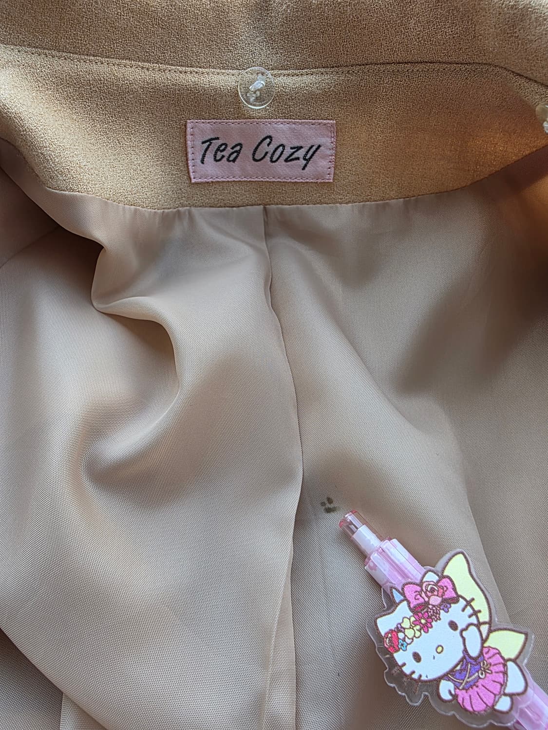 베이지 하트 금장 단추 자켓 상품이미지6