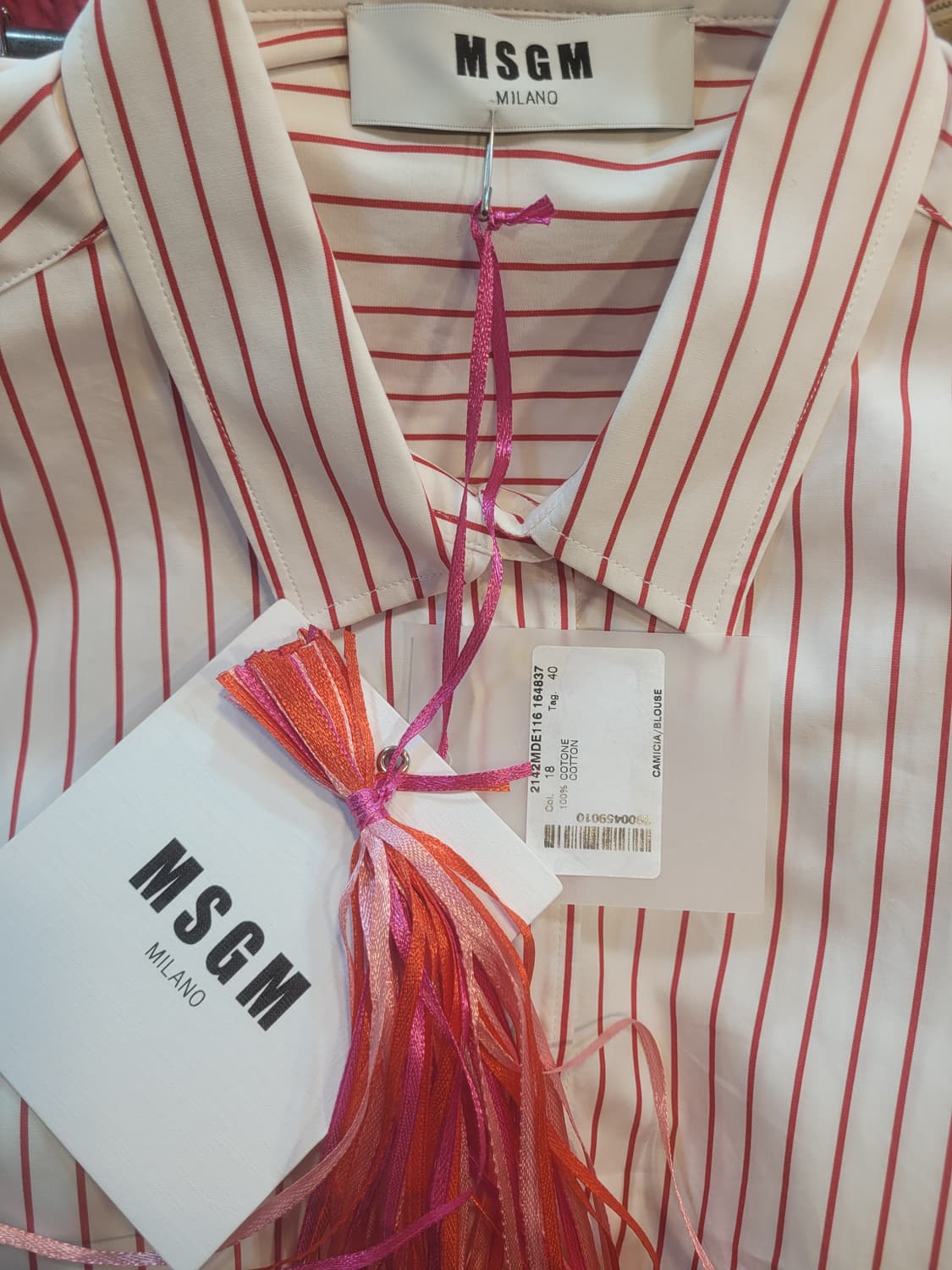 MSGM 밀라노 핑크 스트라이프 셔츠 40 상품이미지3