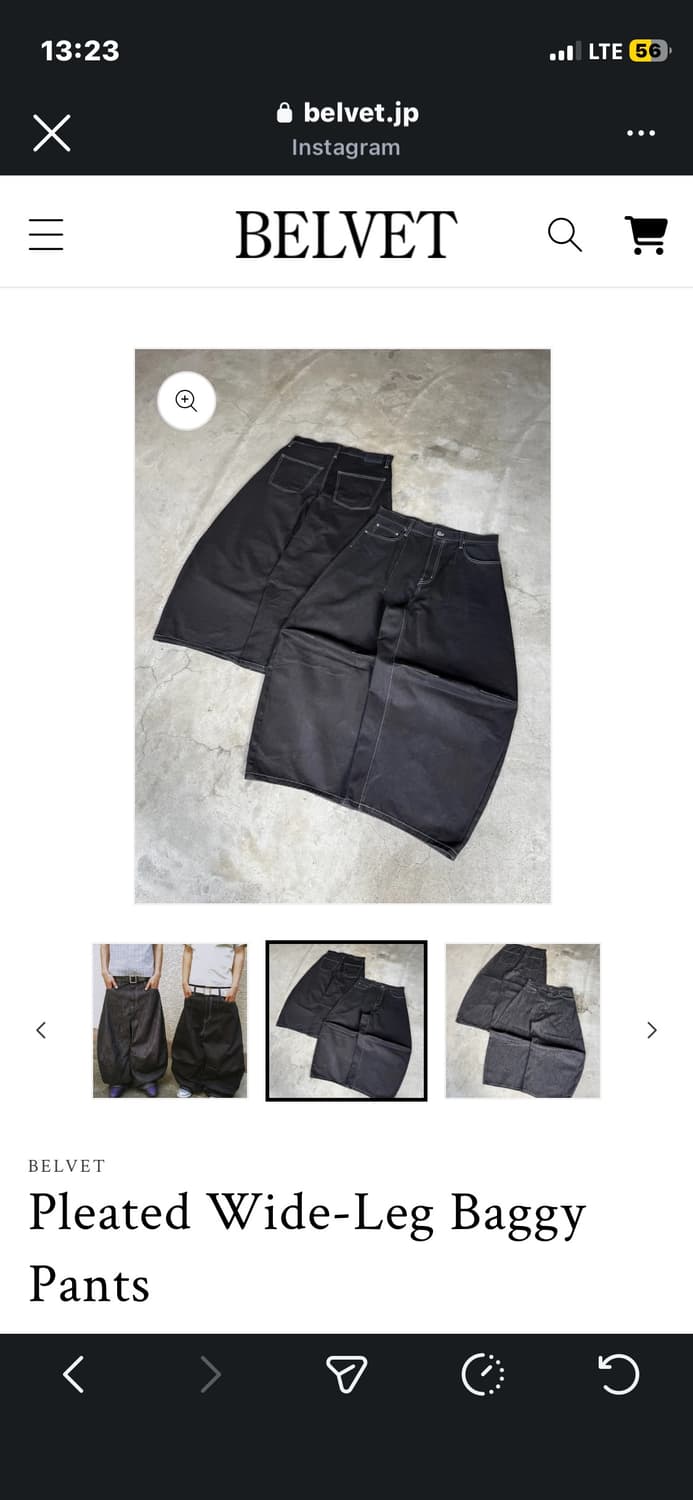 Pleated Wide-Leg Baggy Pants black 상품이미지2