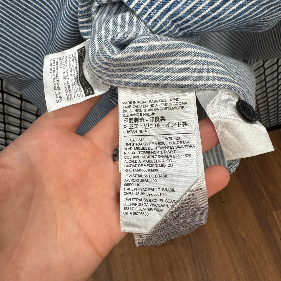 리바이스 워크 셔츠 스트라이프 패턴 투포켓 포인트 인디고 블루 상품이미지6